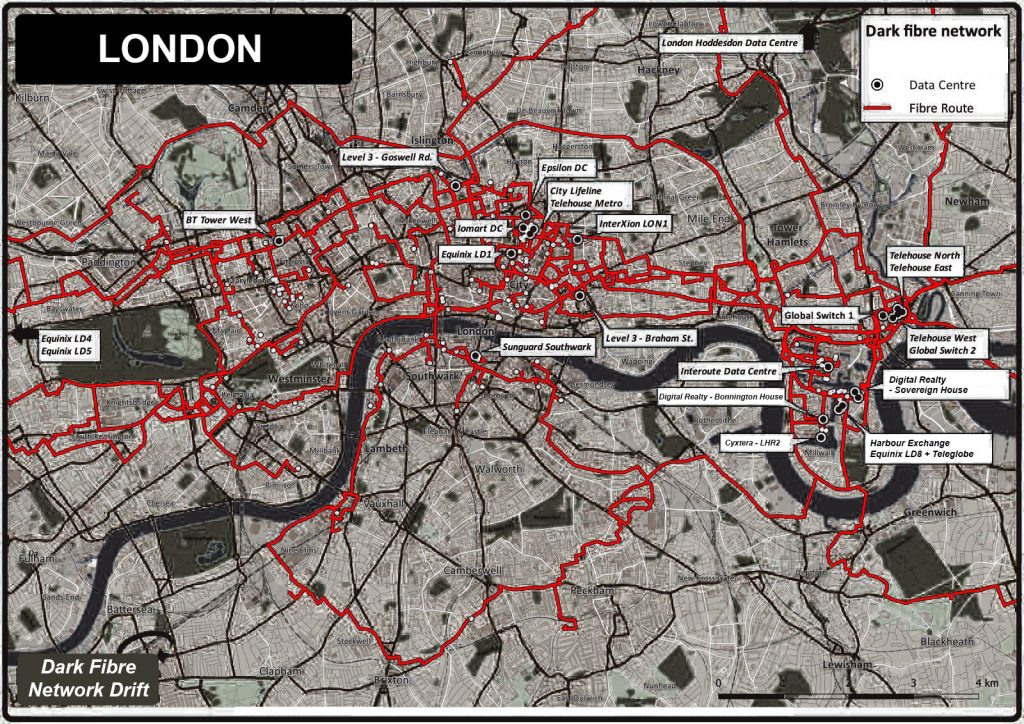 Map of the London Dark Fibre Network